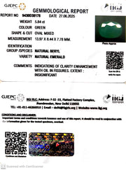 5.84/CT Natural Panna Stone with Govt. Lab Certificate (6771)